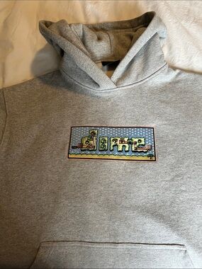 Heather Gray  dime Hoodie with Colorful Pixel Embroidered Patch